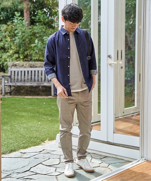 パンツ 「雑誌MonoMax5月号掲載」接触冷感チェック5ポケットパンツ「接触冷感」「小泉孝太郎さん着用モデル」 メンズの画像