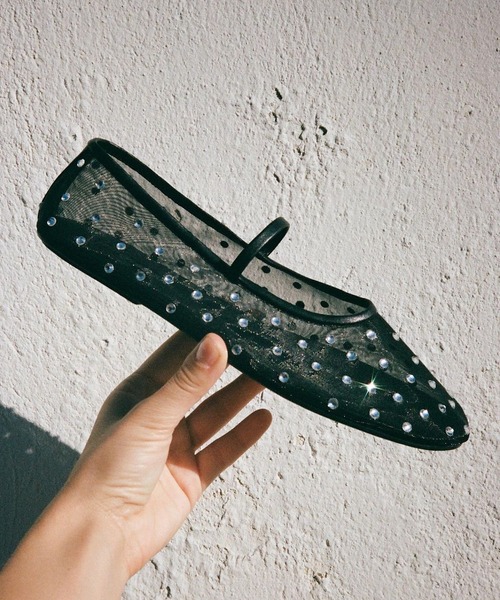 バレエシューズ パンプス チュール メリージェーンバレエシューズ