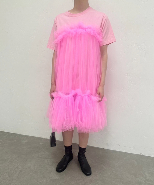 tシャツ Tシャツ 「VIVIANO / ヴィヴィアーノ」Gatehered Tulle T  