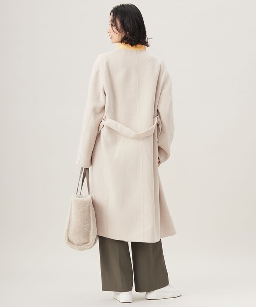 自由区（ジユウク） ノーカラーコート コート ウールリバーロング