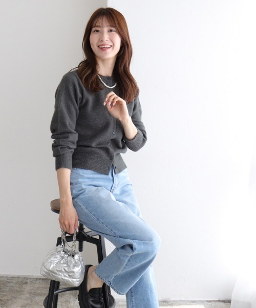 Pierrot（ピエロ） カーディガン ラメニットカーディガン レディース