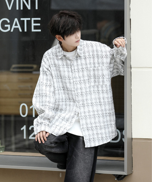 NEOS（KOKUYO） シャツ 「neos」ルーズシルエット ツイード チェック