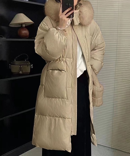 美品　Theory　ロングダウン　Aライン フード　ファー　ダブルジップ LOWO ダウンコート ダウンジャケット ロングダウンコート ファー