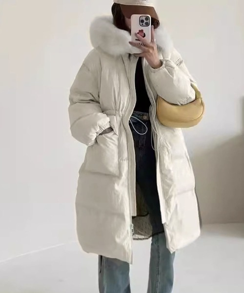 LOWO ダウンコート ダウンジャケット ロングダウンコート ファー