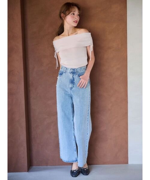 今季 完売品 MERCURYDUO マーキュリーデュオ パールデニムパンツ S MERCURYDUO ジーンズ デニム デニムパンツ パールデニムパンツ