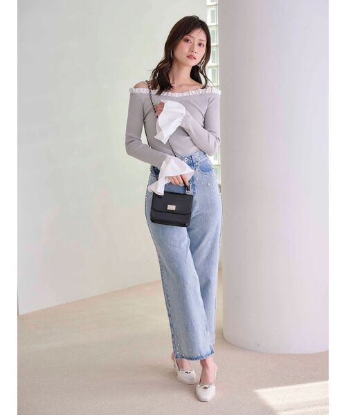 今季 完売品 MERCURYDUO マーキュリーデュオ パールデニムパンツ S MERCURYDUO ジーンズ デニム デニムパンツ パールデニムパンツ
