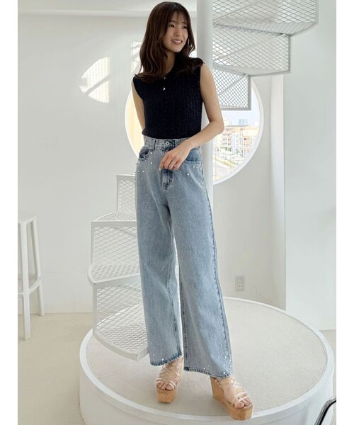 今季 完売品 MERCURYDUO マーキュリーデュオ パールデニムパンツ S MERCURYDUO ジーンズ デニム デニムパンツ パールデニムパンツ