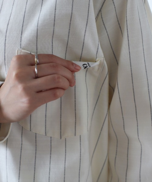 ENC ブラウス シャツ label striped shirt / ラベルストライプシャツ