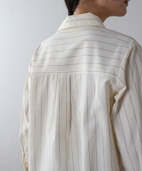 kyoharu Jcrew  ストライプコットンシャツ ブラウス OWLSPALE（オールズペール） ブラウス シャツ ギャザースリーブ