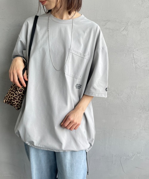 tシャツ 「Marmot/マーモット」 別注 ドローコード付き ワンポイントロゴポケットTシャツ レディース メンズ