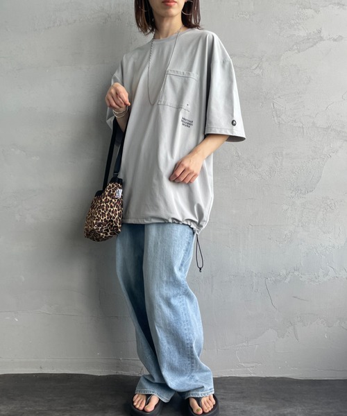 tシャツ 「Marmot/マーモット」 別注 ドローコード付き ワンポイントロゴポケットTシャツ レディース メンズ Marmot/マーモット] 別注 ドローコード付き ワンポイントロゴ