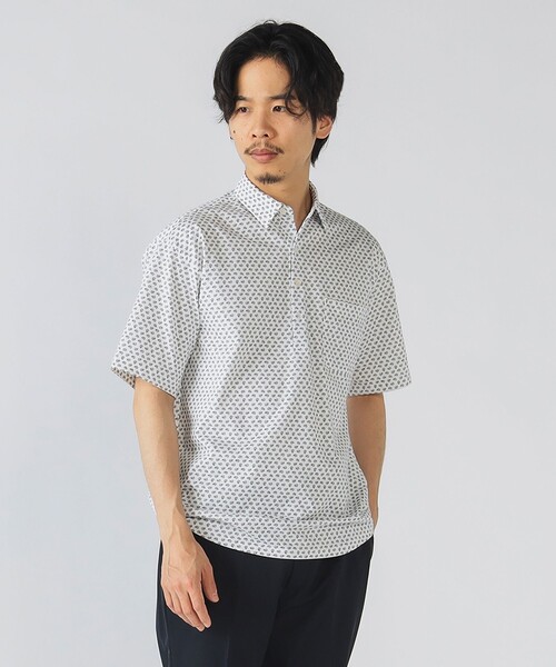 【新品】ビスチェシームポロシャツ BEAMS DESIGN|B7915-61 ハーフZIP半袖ポロシャツ 胸ポケットなし