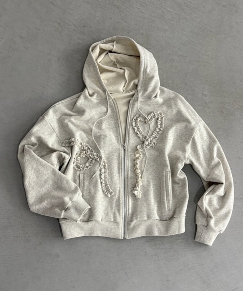 パーカー heart frill hoodie／ハートフリルフーディ レディース