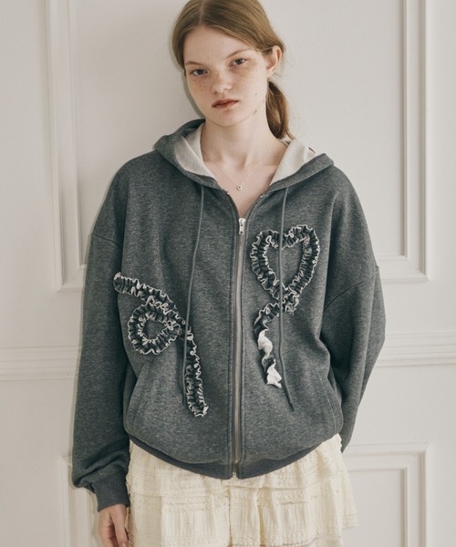 パーカー heart frill hoodie／ハートフリルフーディ レディース