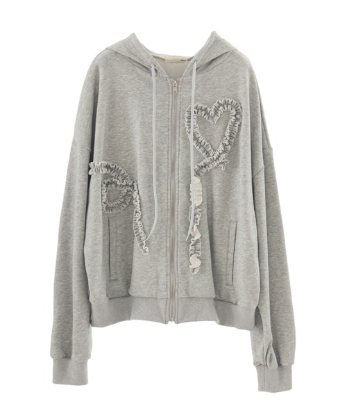 パーカー heart frill hoodie／ハートフリルフーディ レディース