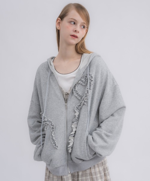 パーカー heart frill hoodie／ハートフリルフーディ レディース