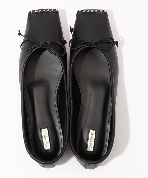 パンプス CHEMBUR SQ FLAT STUDS BALLET シューズの画像
