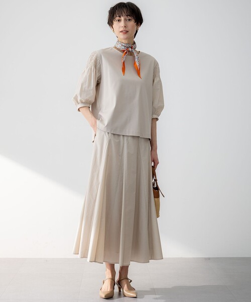 23区◆ギャザーディティールカットソー/38/コットン/GRY// 23区 tシャツ 「汗じみ防止/洗える」ギャザーディテール