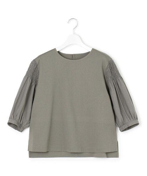 23区◆ギャザーディティールカットソー/38/コットン/GRY// 23区 tシャツ 「汗じみ防止/洗える」ギャザーディテール
