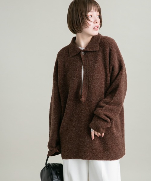 「KBF」 Vネックニット ONE ベージュ レディース_画像3