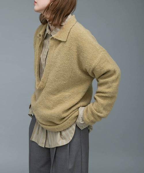 「KBF」 Vネックニット ONE ベージュ レディース_画像10