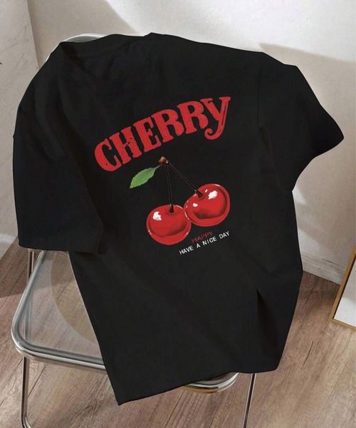 チェリープリントTシャツ deux amour tシャツ チェリープリントTシャツ レディース