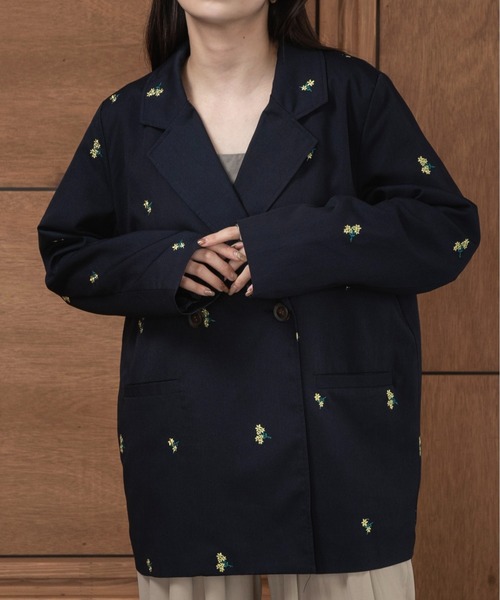 lawgy ジャケット テーラードジャケット embroidery flower