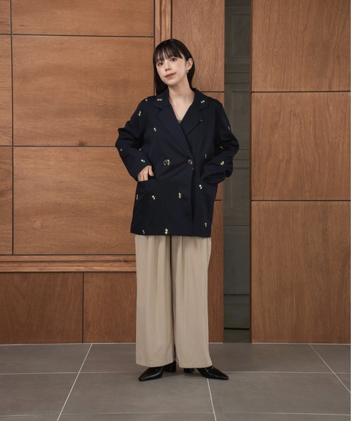 lawgy ジャケット テーラードジャケット embroidery flower