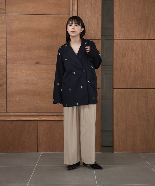 lawgy ジャケット テーラードジャケット embroidery flower