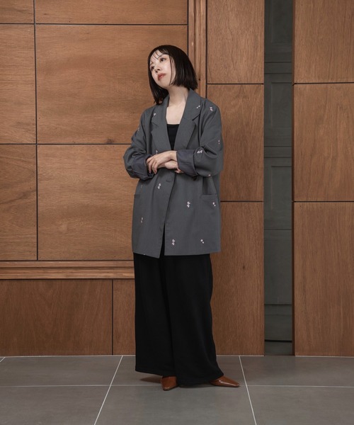 lawgy ジャケット テーラードジャケット embroidery flower