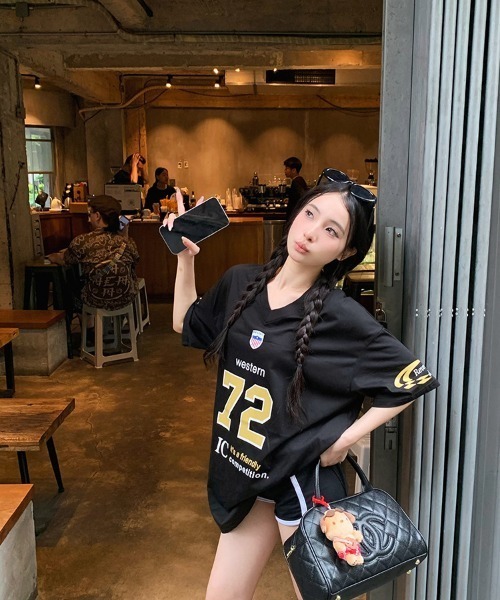 DEVICE tシャツ ナンバリング ユニフォーム 韓国 ストリート y2k