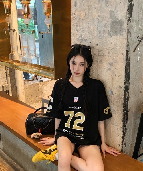 tシャツ VネックナンバリングTシャツ レディース メンズ ナンバリングtシャツ（レディーストップス）（襟首タイプ：V