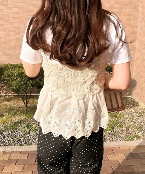 かぎ編みレースビスチェ＆Tシャツセット レディース : ZOZOTOWN Yahoo