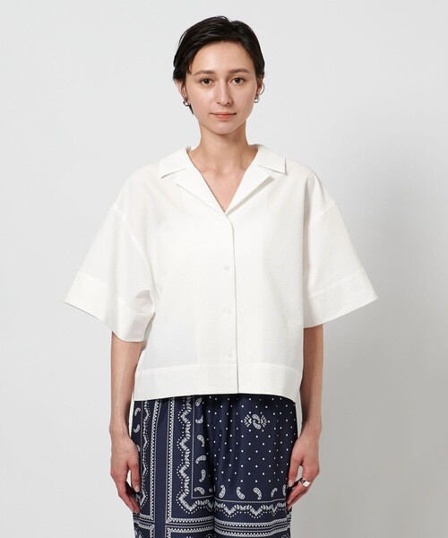 「UNITED ARROWS」 半袖ブラウス 38 ホワイト レディース UNITED ARROWS（ユナイテッドアローズ）の「ボーラーレース