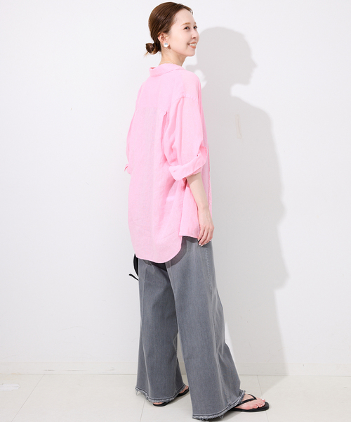 【極美品】24SS IENA イエナ　リネン　ピンク 綿麻レギュラーシャツ 極美品】24SS IENA イエナ リネン ピンク 綿麻レギュラーシャツ
