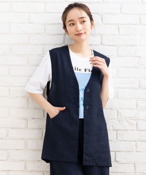 ベスト ジレ リネンタッチジレ レディース