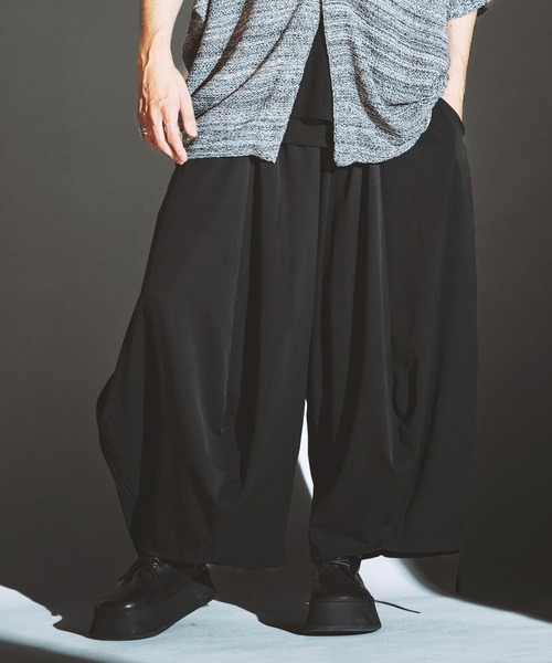 スラックス 「NO ID.」Squid Gather Baggy Trousers / Squid ギャザー バギー トラウザーズ メンズ