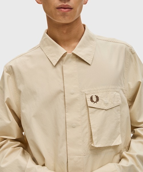 Fred Perry フレッドペリー ツイル オーバー シャツ Ecru L シャツ