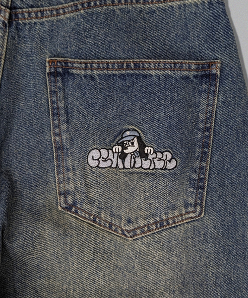 「centimeter」 加工デニムパンツ LARGE ブラック メンズ