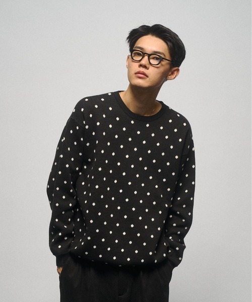 Y's ドット柄 ニットサイズ2 THE BOLDMAN セーター ニット Jacquard Dot Knit / ジャガードドット