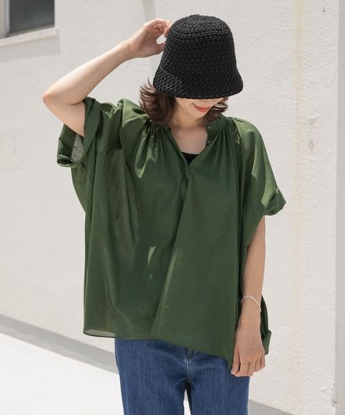 「URBAN RESEARCH DOORS」 半袖ブラウス MEDIUM グリーン レディース_画像4