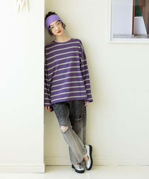 「niko and...」 ダメージ加工デニムパンツ MEDIUM ライトブルー レディース_画像2