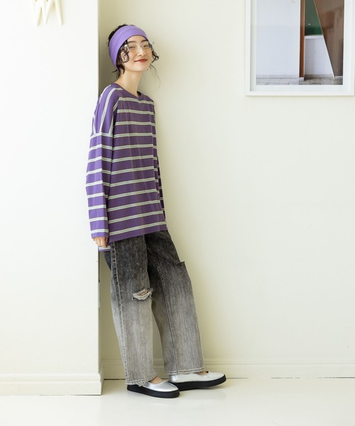 「niko and...」 ダメージ加工デニムパンツ MEDIUM ライトブルー レディース_画像3