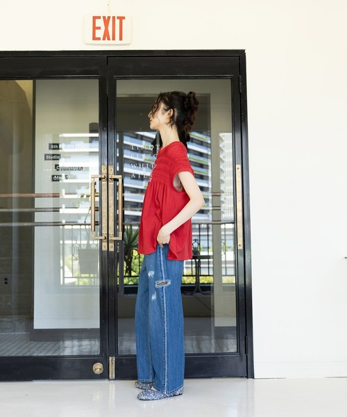 「niko and...」 ダメージ加工デニムパンツ MEDIUM ライトブルー レディース_画像7