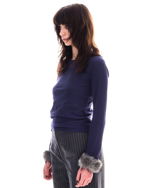 BEEDEN tシャツ POINT FUR PRINT LONG SLEEVE TEE レディース