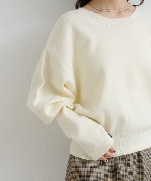 Kastane＊白ニット パル PAL 【Kastane】ケーブルフリンジVネックニット （ivory
