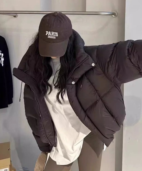 ダウンコート ダウンジャケット フード付き中綿ショート丈ジャケット