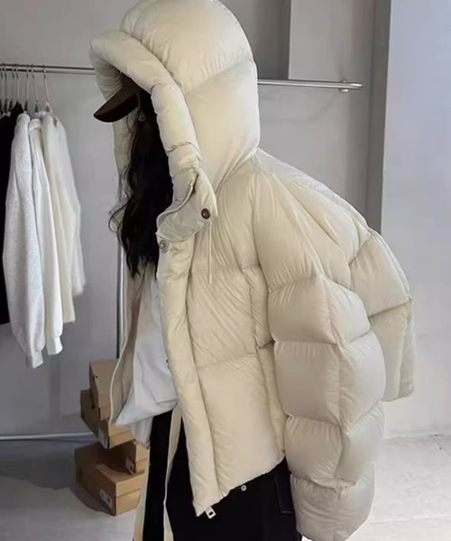 ダウンコート ダウンジャケット フード付き中綿ショート丈ジャケット