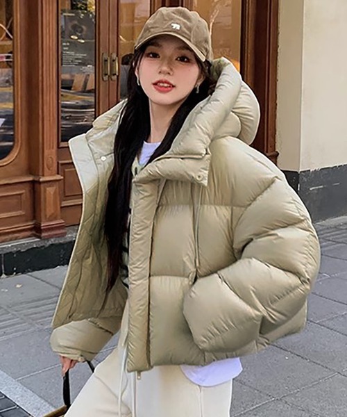 ダウンコート ダウンジャケット フード付き中綿ショート丈ジャケット