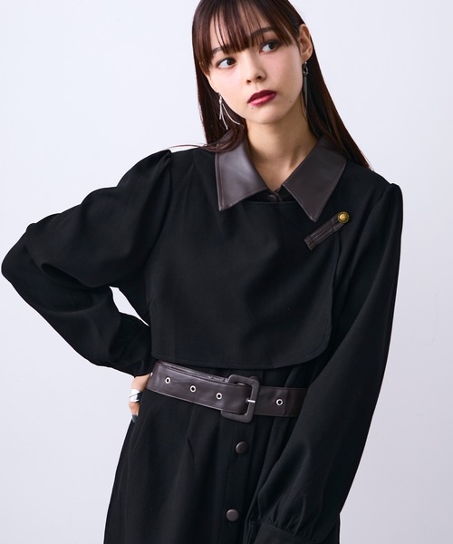 MONOe ワンピース キリカエデザインシャツワンピース/ベルト付き